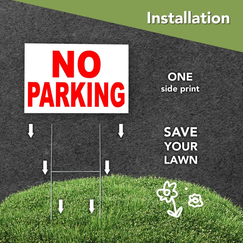 DIMARONGTON 3 PC No Parking Signs with Stakes - 8x12 Coroplast No Parking on Grass Sign - Keep Off Grass Sign - No Parking Signs with Stand - Image 4